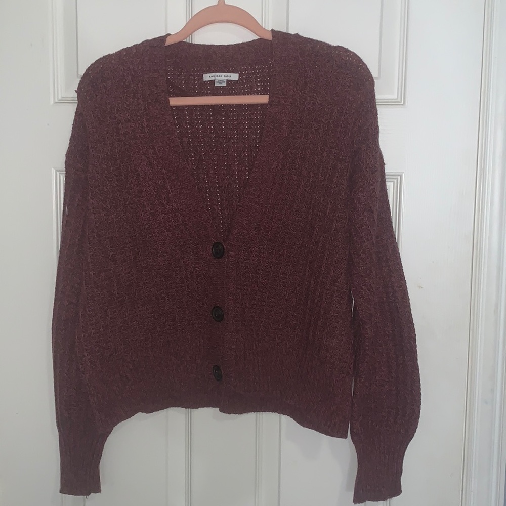 Maroon Jumbo Button American Eagle Cardigan